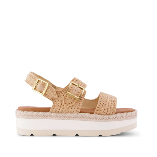 Giana Flatform Sandal - Almond Crochet Side View