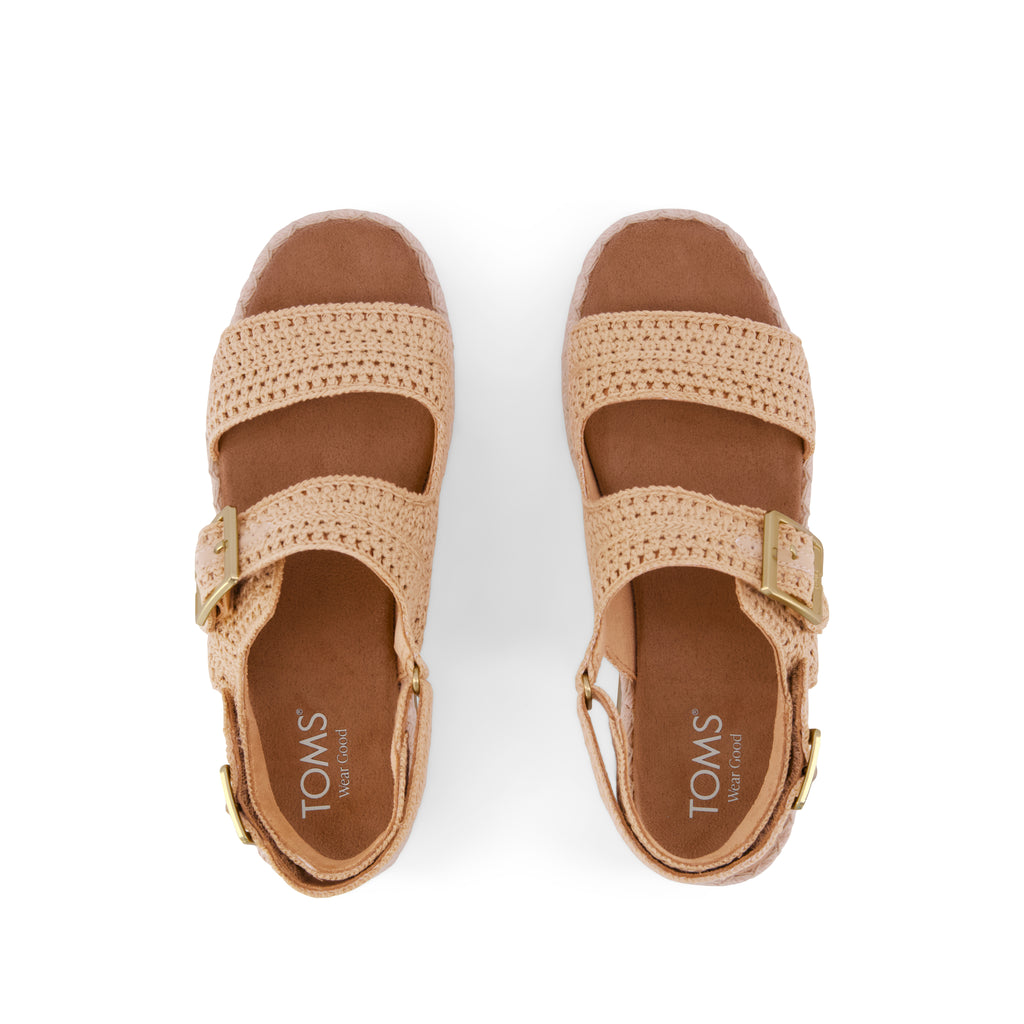 Giana Flatform Sandal - Almond Crochet Top View
