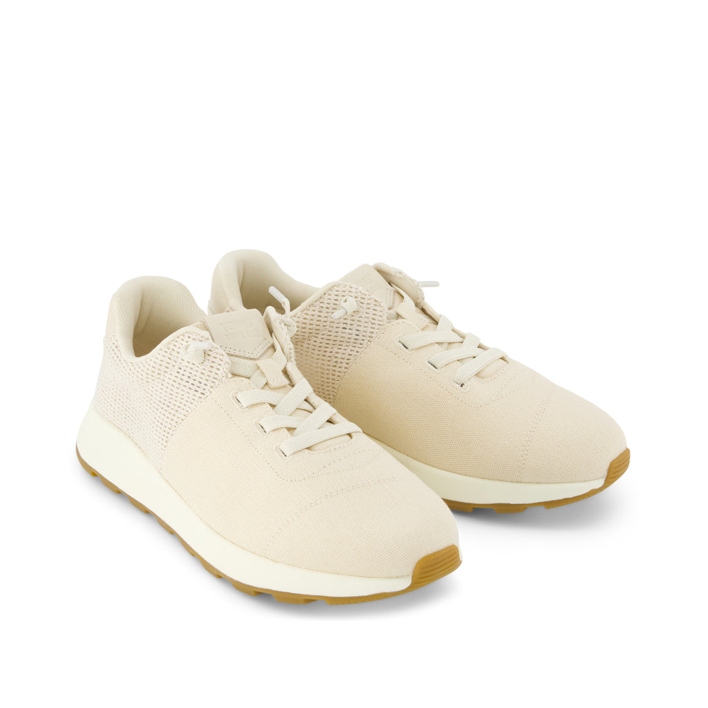 TRVL LITE Cabrillo Sneaker - Water Repellent Beige Canvas Mesh Front View