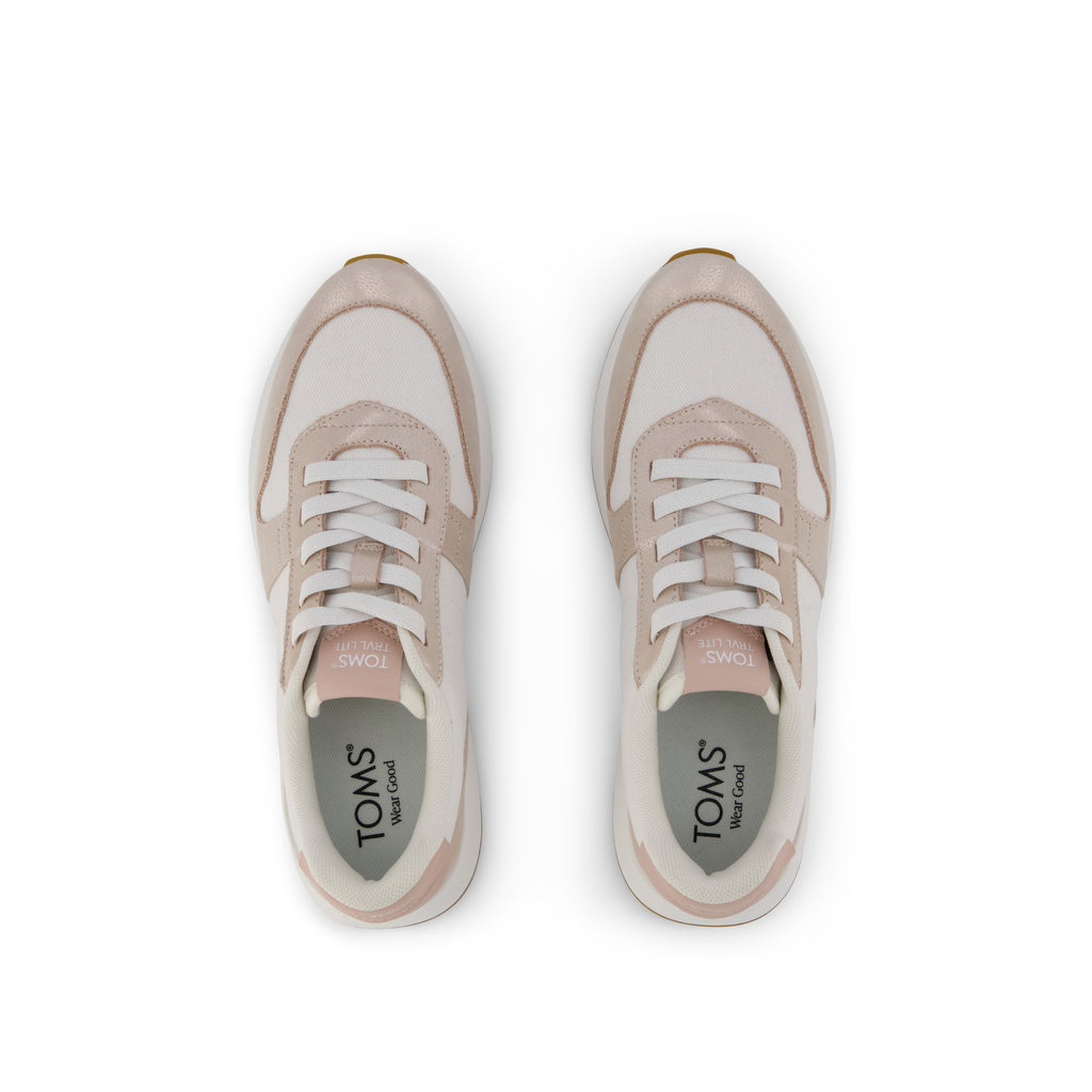 TRVL LITE Retro Runner Sneaker - Water Repellent Champagne Shimmer Top View