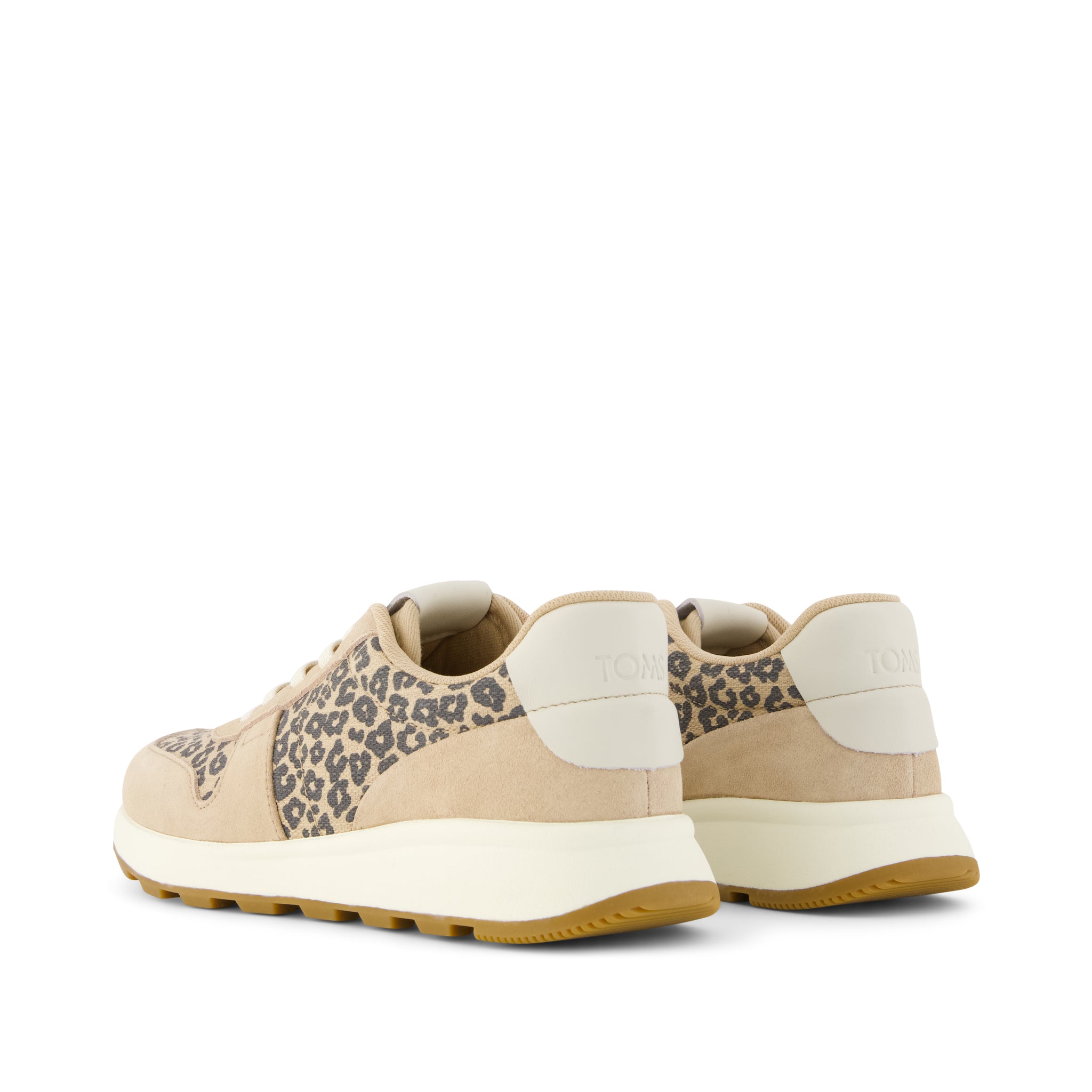 TRVL LITE Retro Runner Sneaker - Water Repellent Natural Leopard Spots Back View