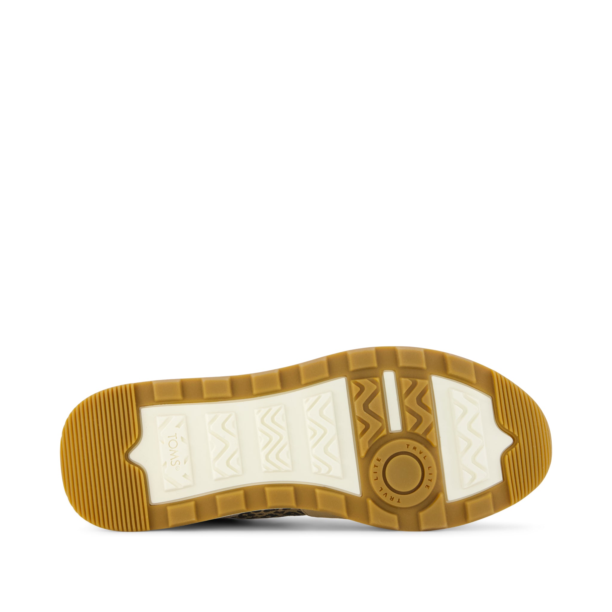 TRVL LITE Retro Runner Sneaker - Water Repellent Natural Leopard Spots Bottom Sole View