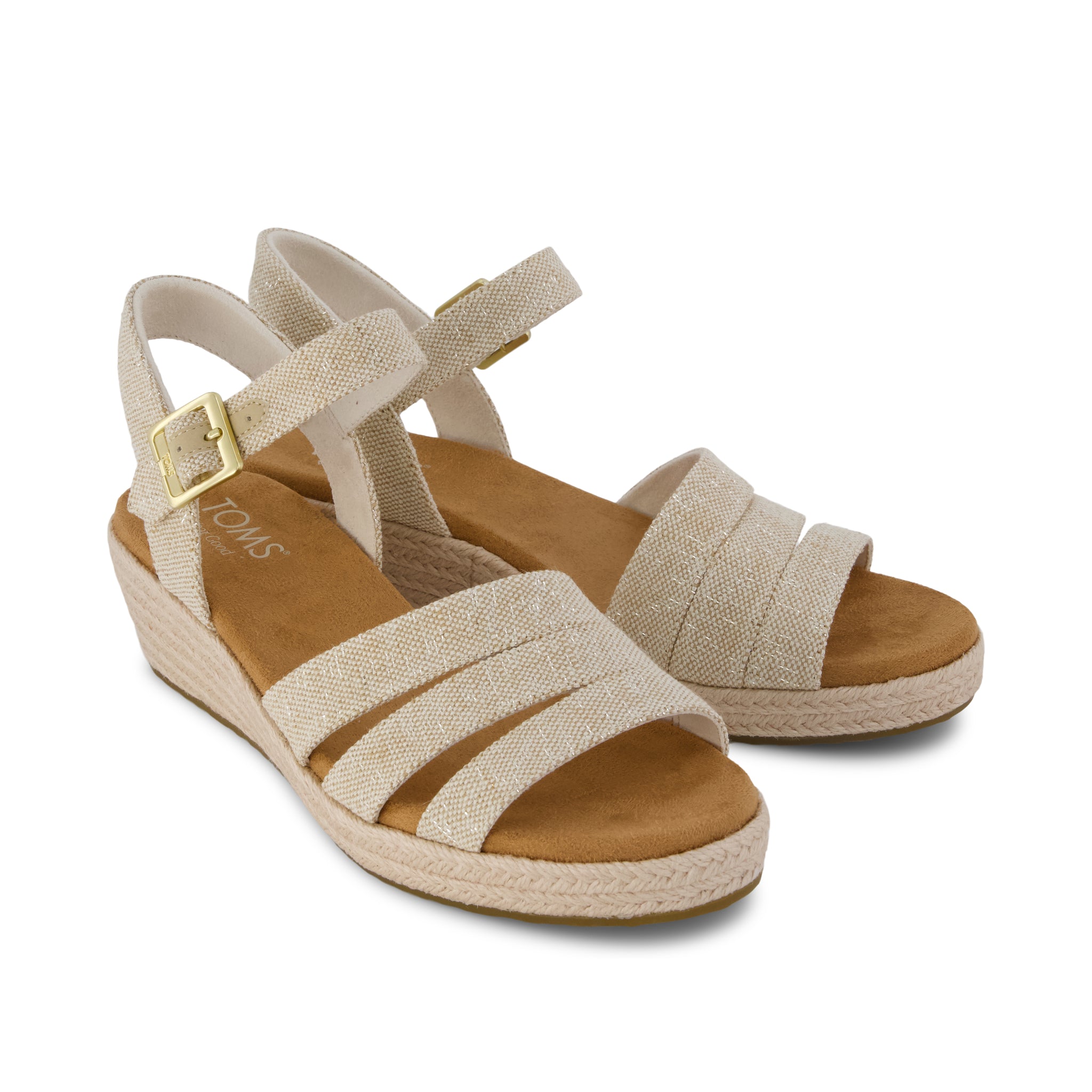 Julia Wedge Sandal - Champagne Sparkle Front View