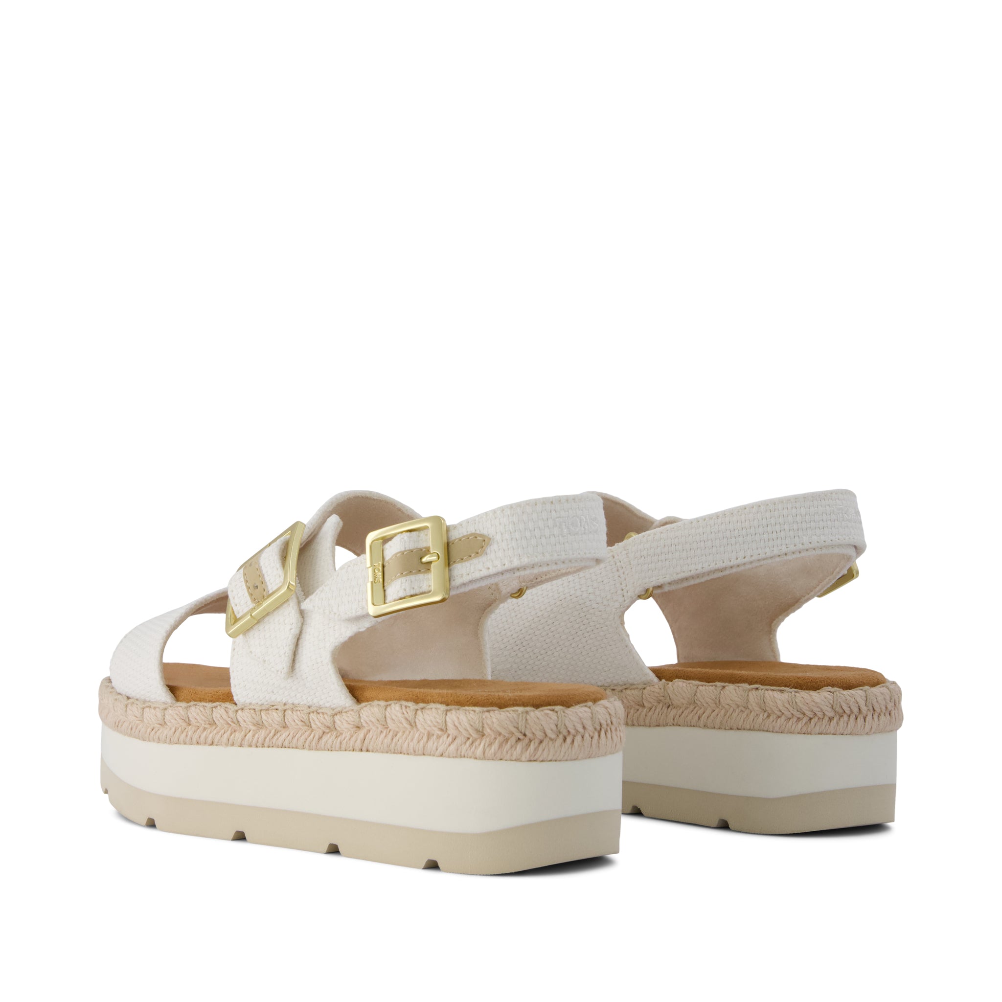 Giana Flatform Sandal - White Woven Back View