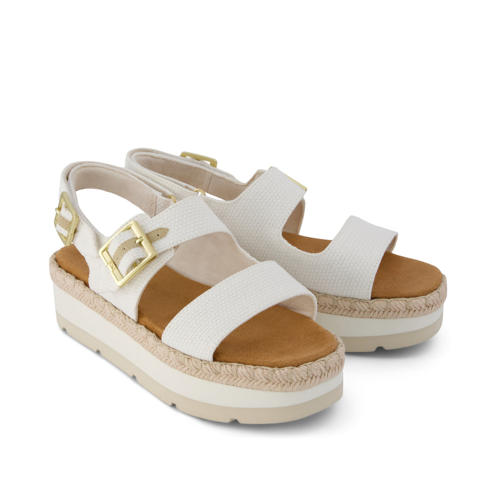 Giana Flatform Sandal - White Woven Front View