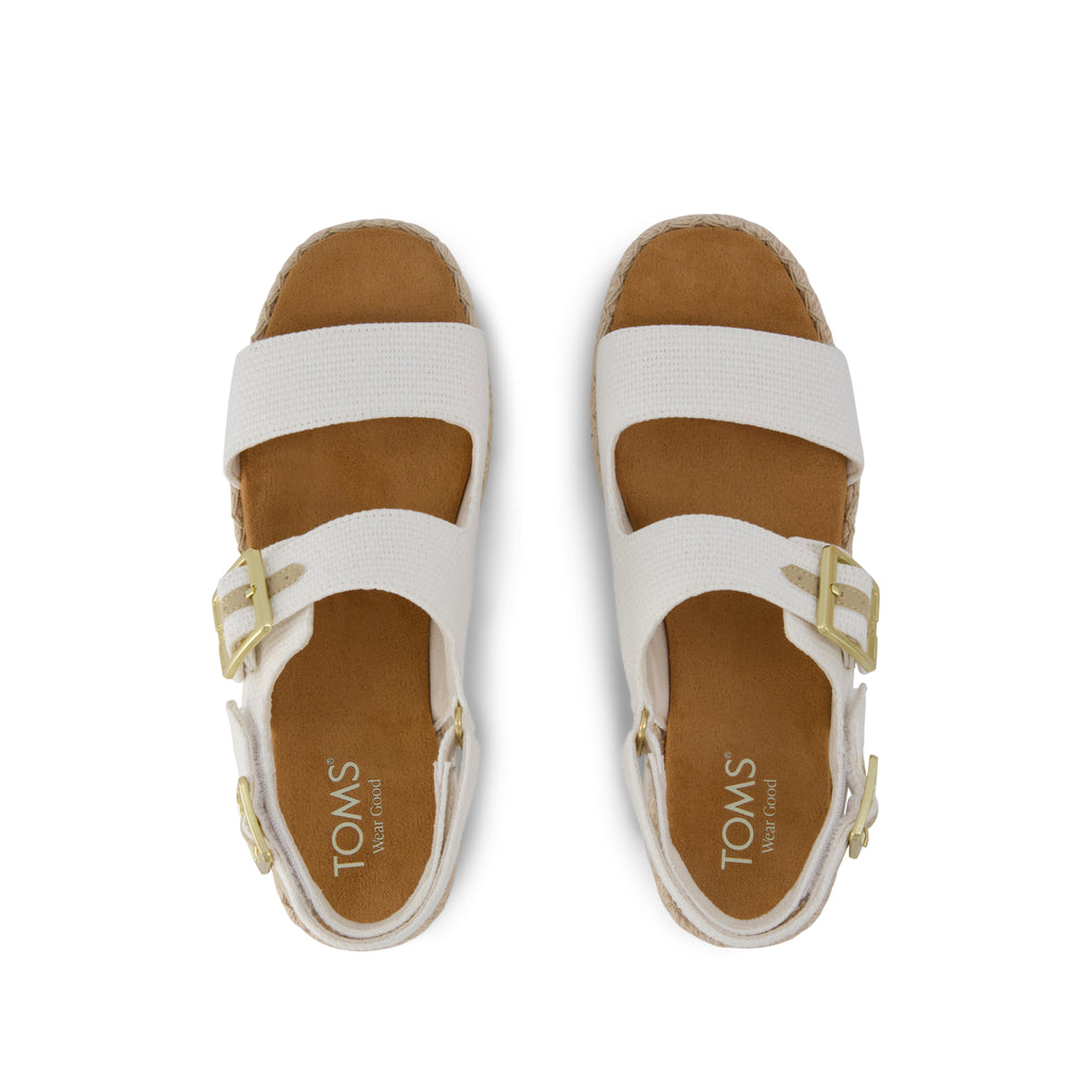 Giana Flatform Sandal - White Woven Top View