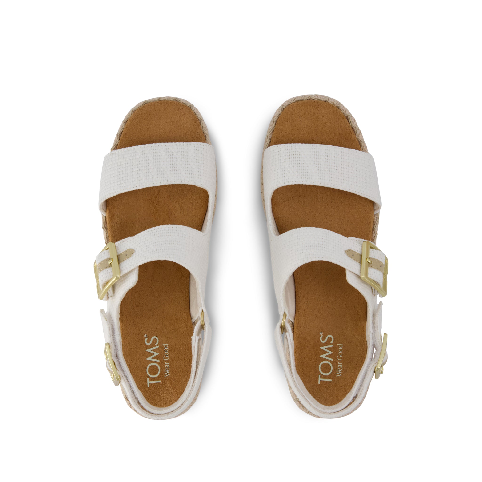 Giana Flatform Sandal - White Woven Top View