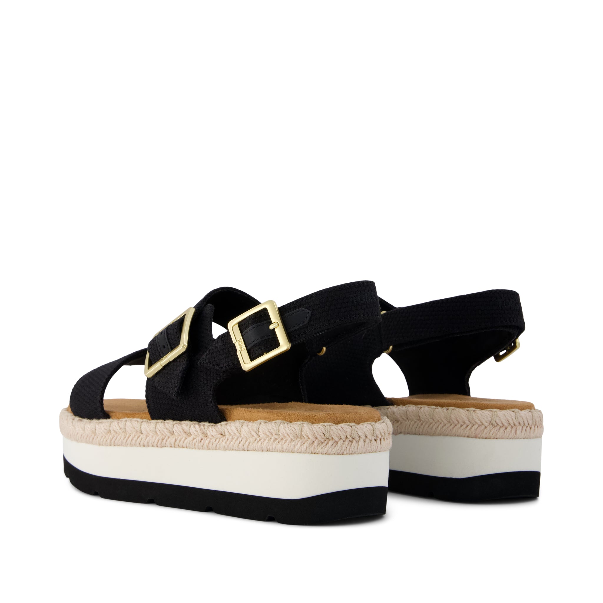 Giana Flatform Sandal - Black Woven Back View