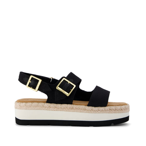 Giana Flatform Sandal - Black Woven Side View