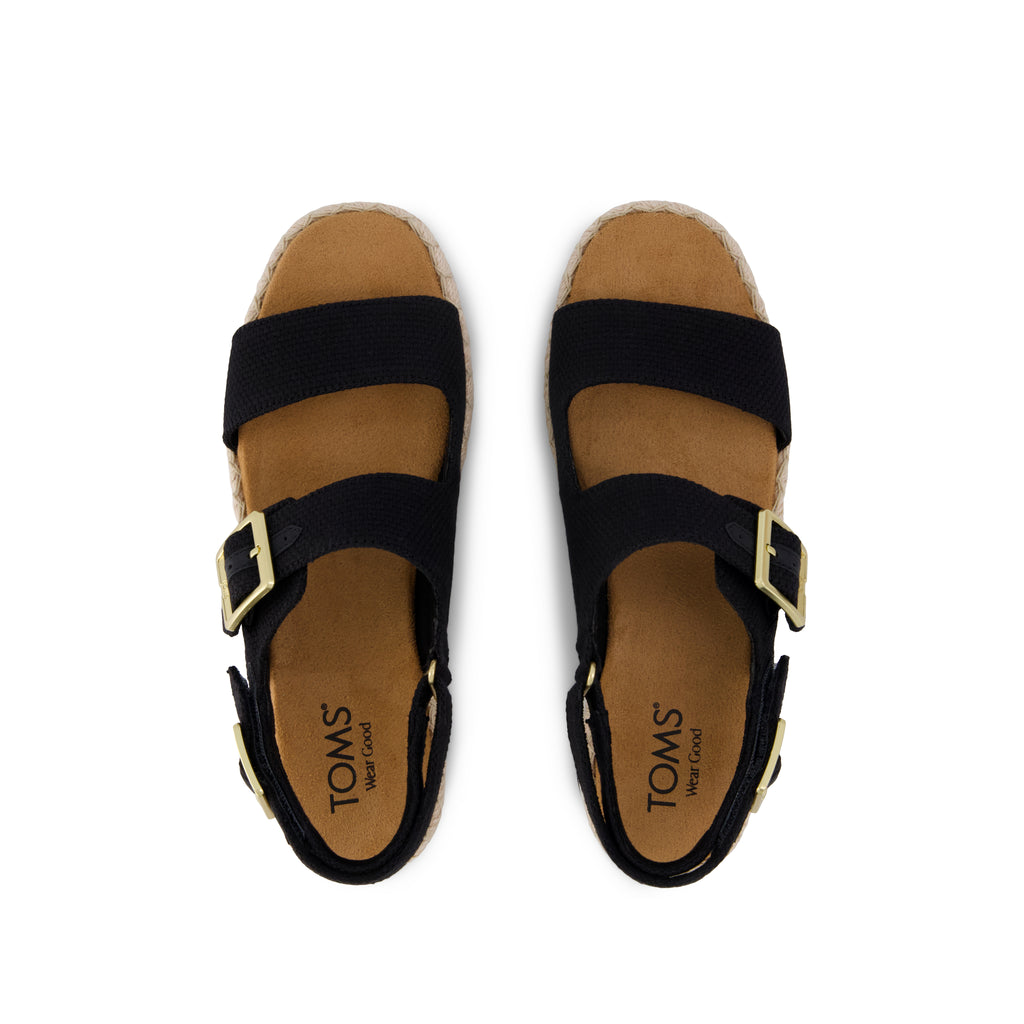 Giana Flatform Sandal - Black Woven Top View