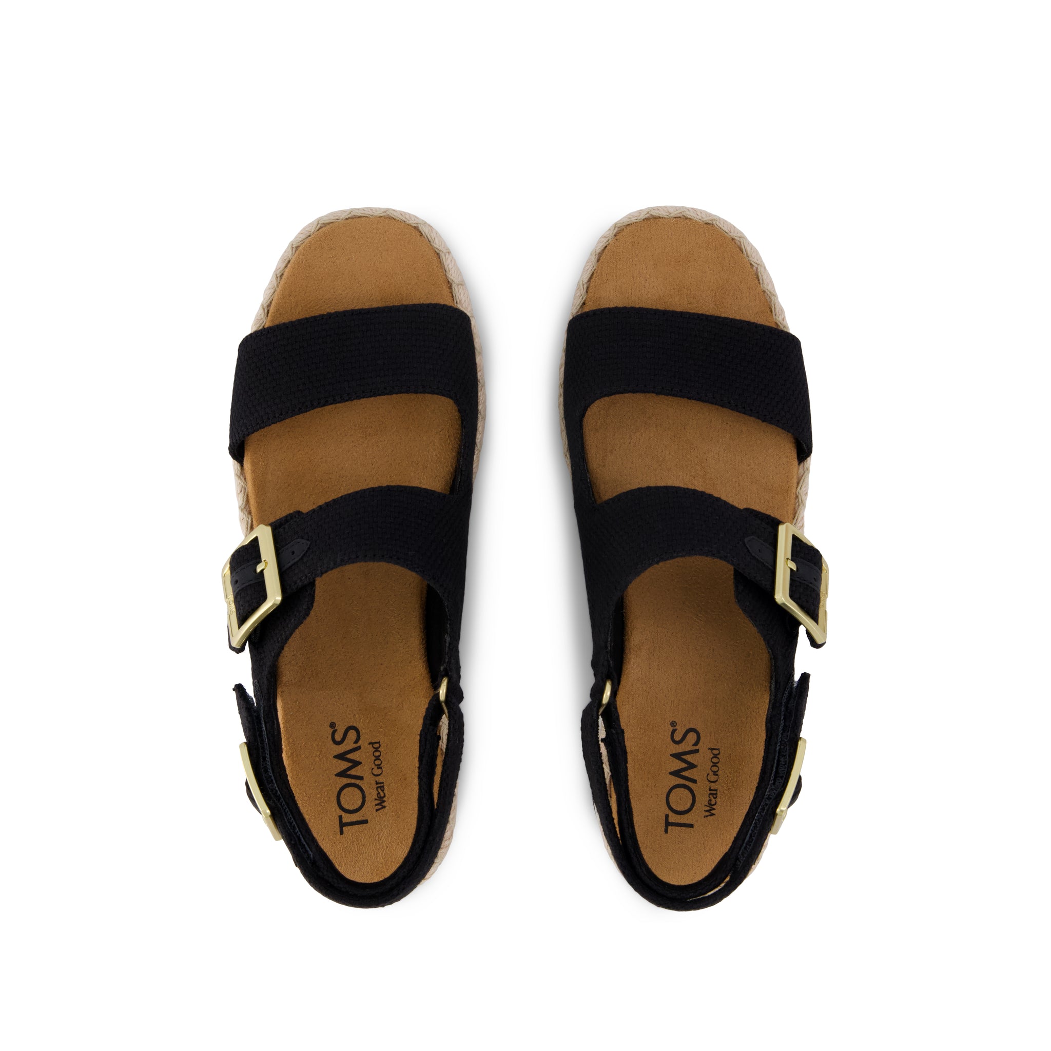 Giana Flatform Sandal - Black Woven Top View