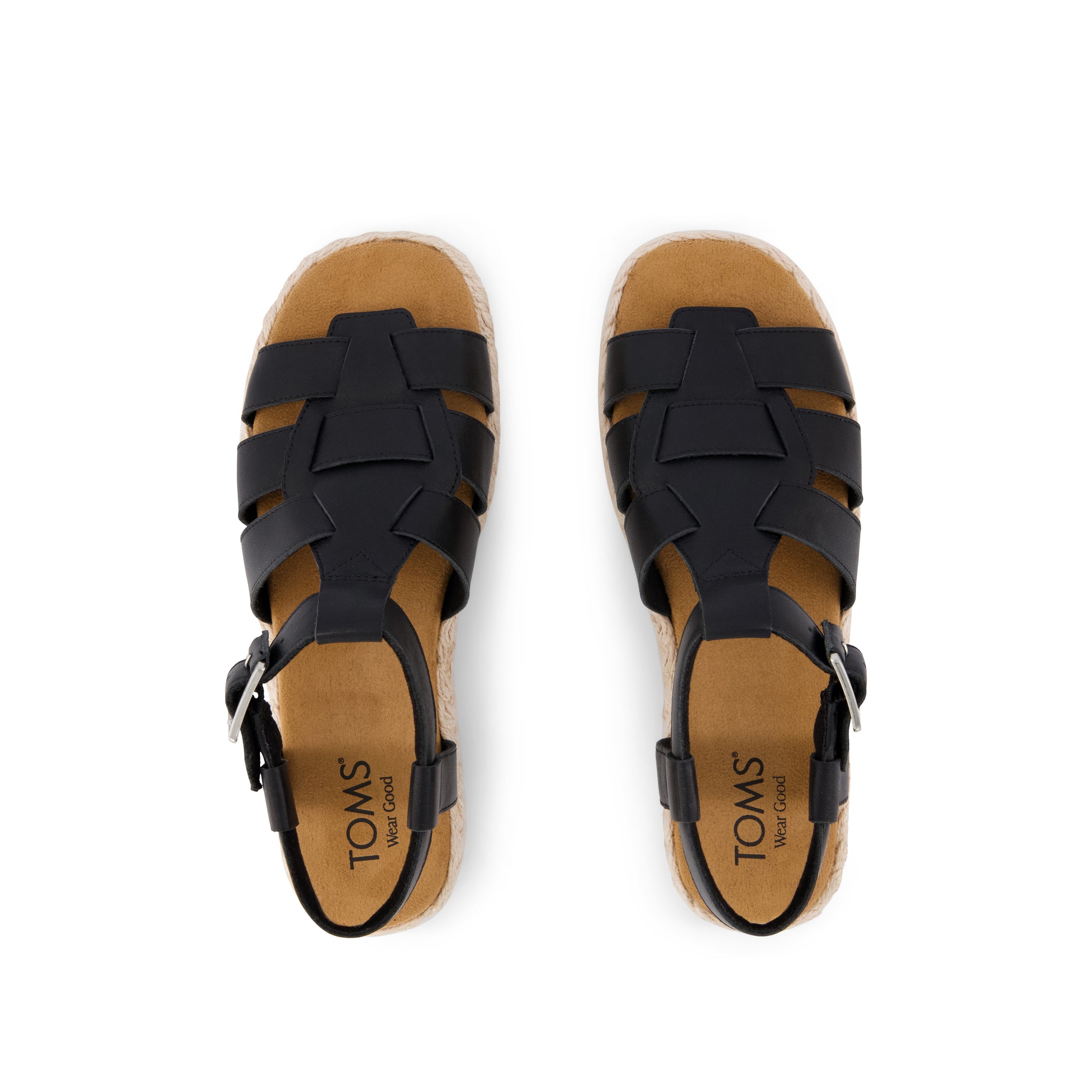 Jac Fisherman Sandal - Black Leather Top View