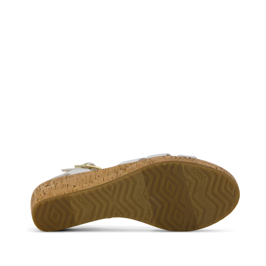 Julia Wedge Sandal - Woven White Bottom Sole View