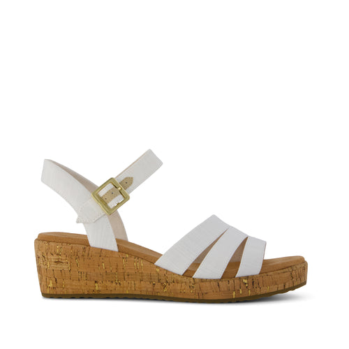Julia Wedge Sandal - Woven White Side View