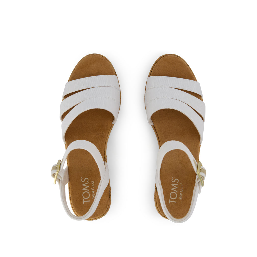 Julia Wedge Sandal - Woven White Top View