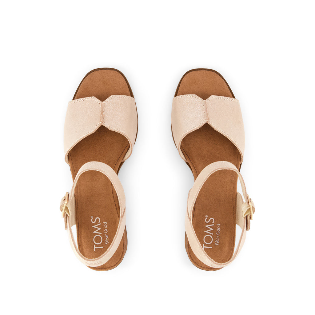 Eloise Sandal - Champagne Shimmer Suede Top View