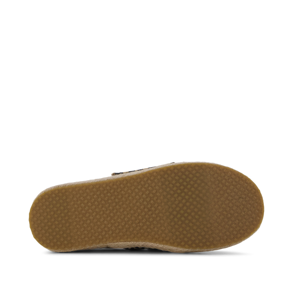 Carolina Lace-Up Kids Espadrille - Natural Leopard Print Bottom Sole View