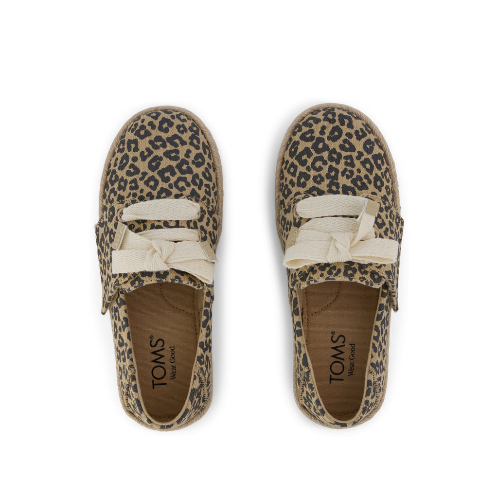 Carolina Lace-Up Kids Espadrille - Natural Leopard Print Top View