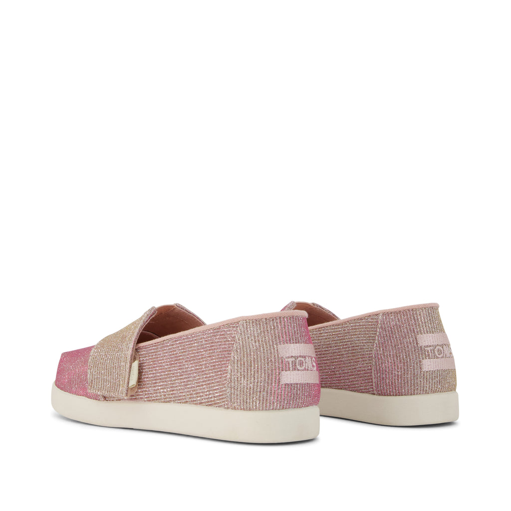 Alpargata Classic Kids Shoe - Rose Glitter Corduroy Back View