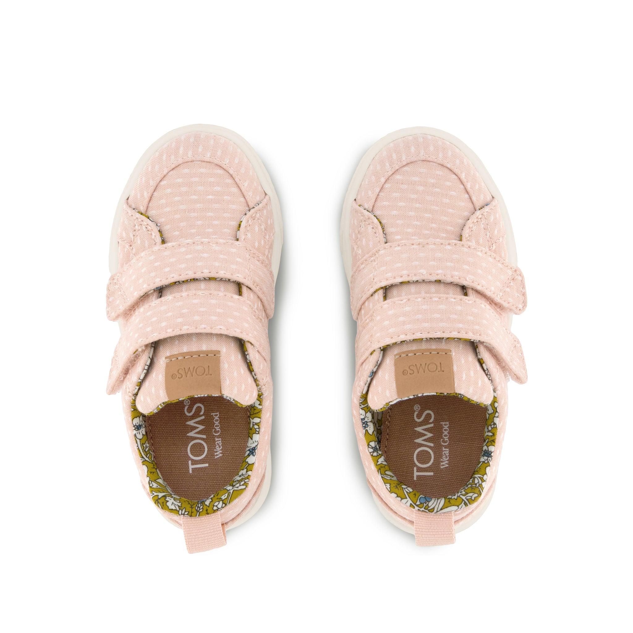 Cruz Double Strap Toddler Sneaker - Bloom Chambray Dot Top View