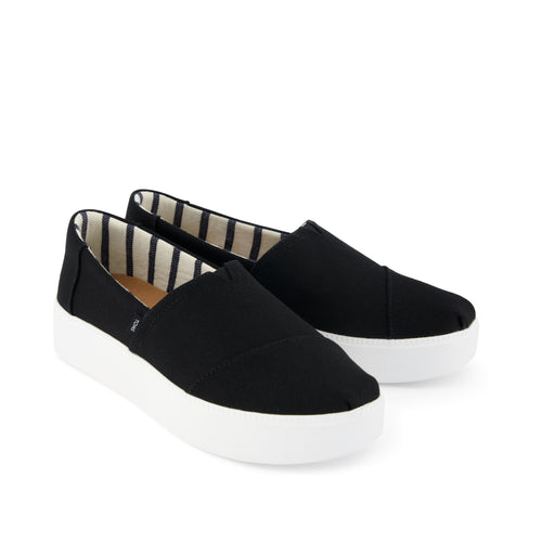 Asher Platform Slip On Sneaker - Black Canvas Front View