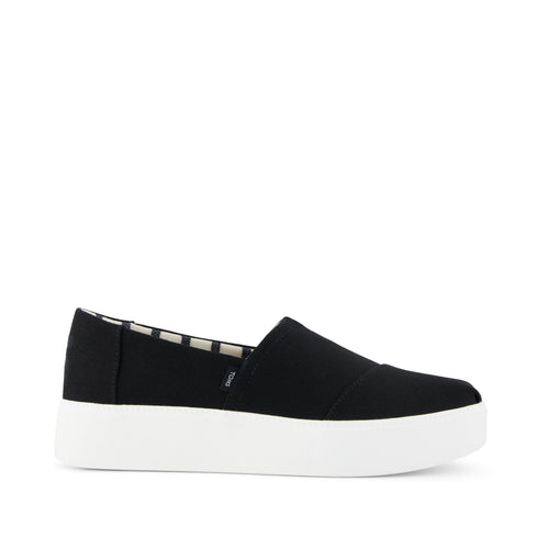 Asher Platform Slip On Sneaker - Black Canvas Side View