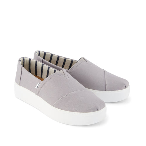 Asher Platform Slip On Sneaker - Grey Canvas Front View
