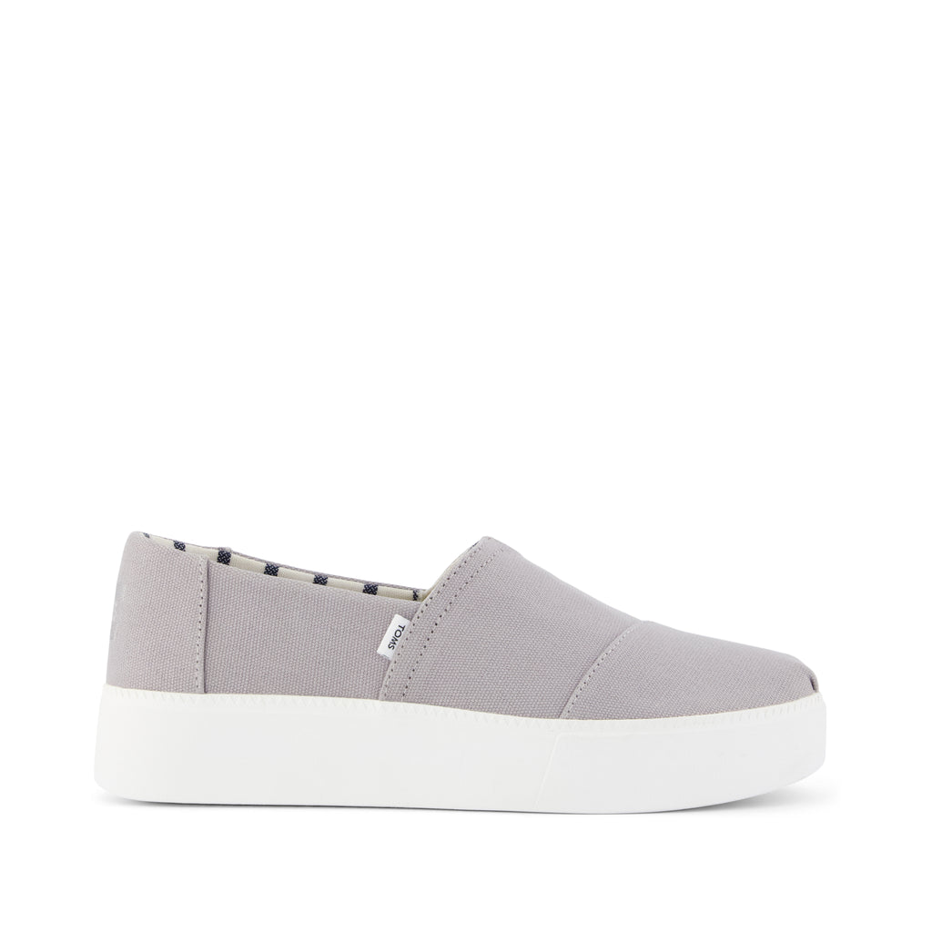 Asher Platform Slip On Sneaker - Grey Canvas Side View