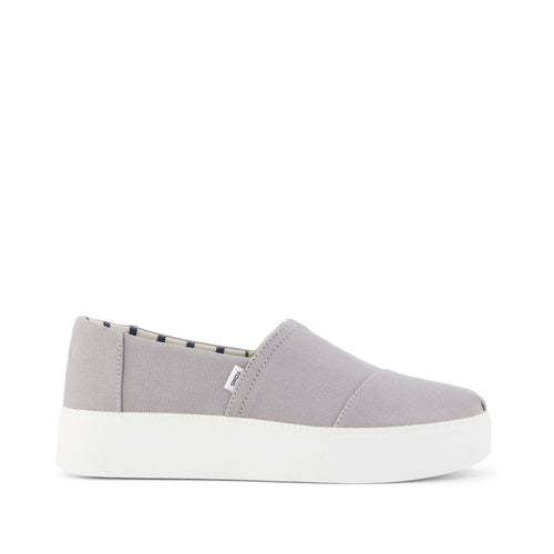 Asher Platform Slip On Sneaker - Grey Canvas Side View