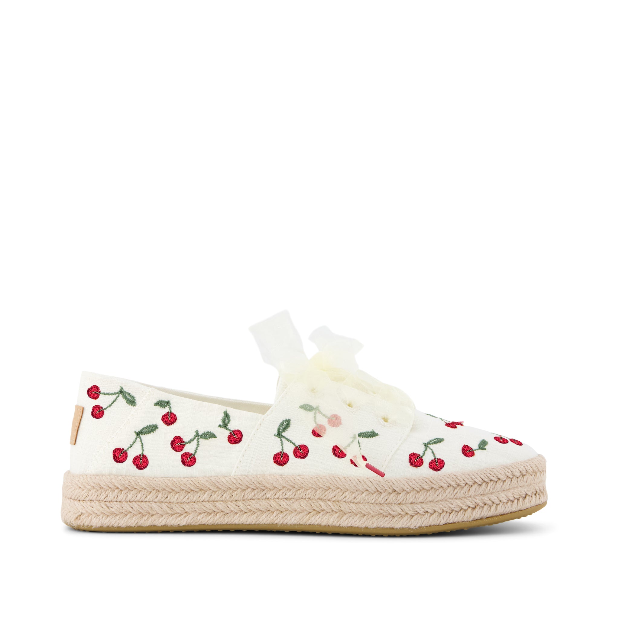 Carolina Lace-Up Espadrille - Cherry Embroidery Side View