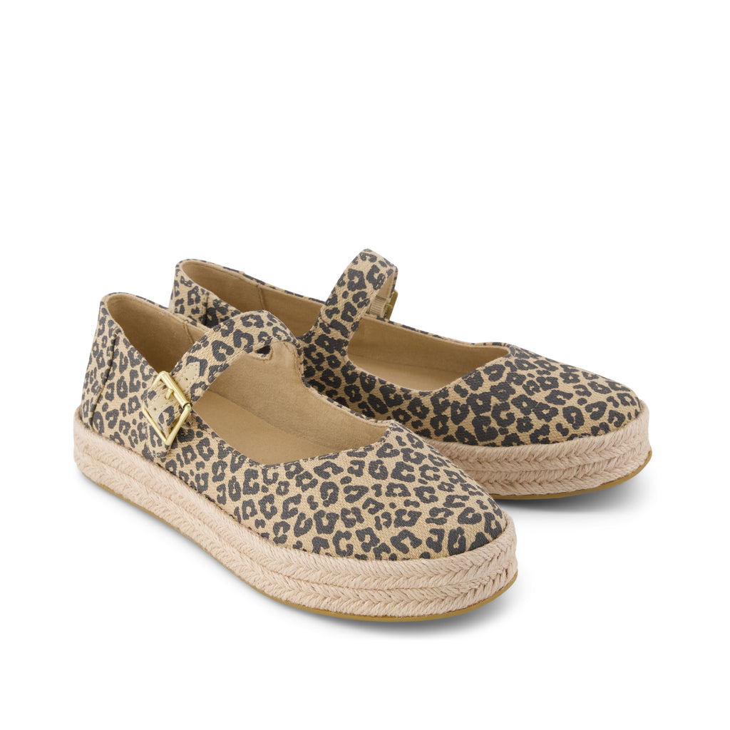 Carolina Mary Jane Espadrille - Natural Leopard Print (Spots) Front View