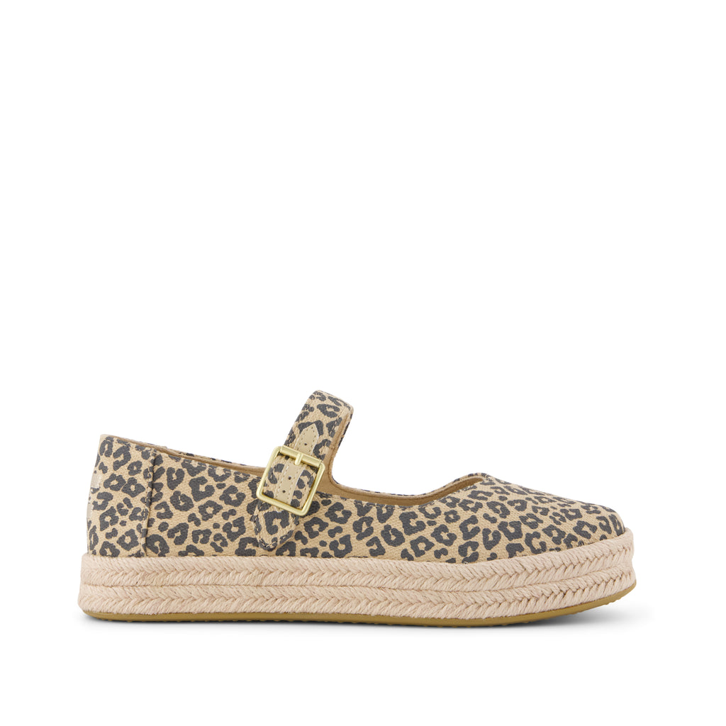 Carolina Mary Jane Espadrille - Natural Leopard Print (Spots) Side View