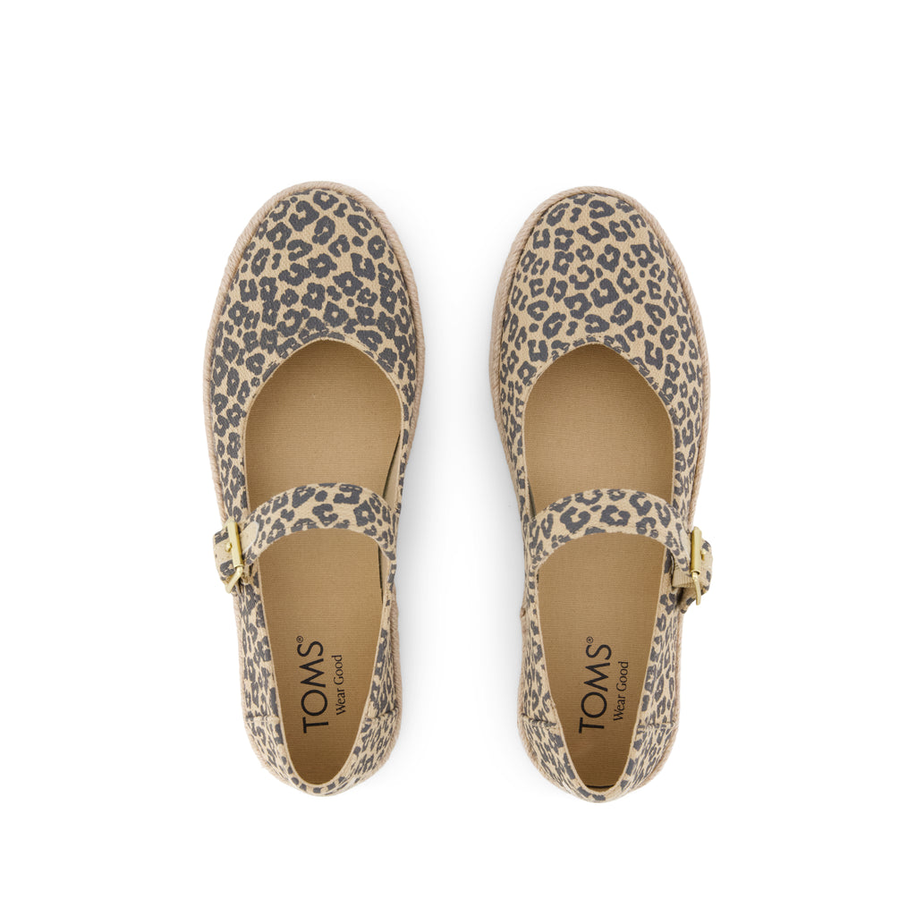 Carolina Mary Jane Espadrille - Natural Leopard Print (Spots) Top View