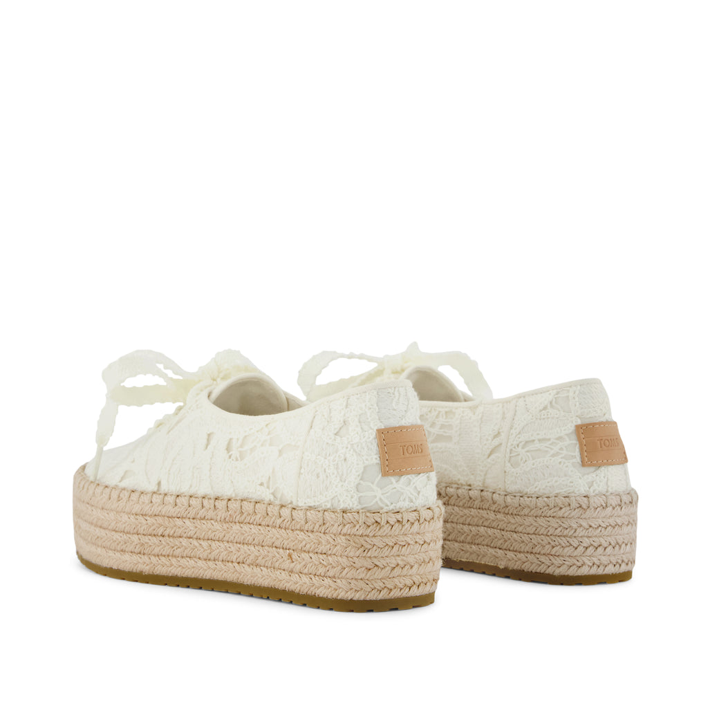 Womens Valencia Lace-Up Platform Espadrille Egret Floral Crochet