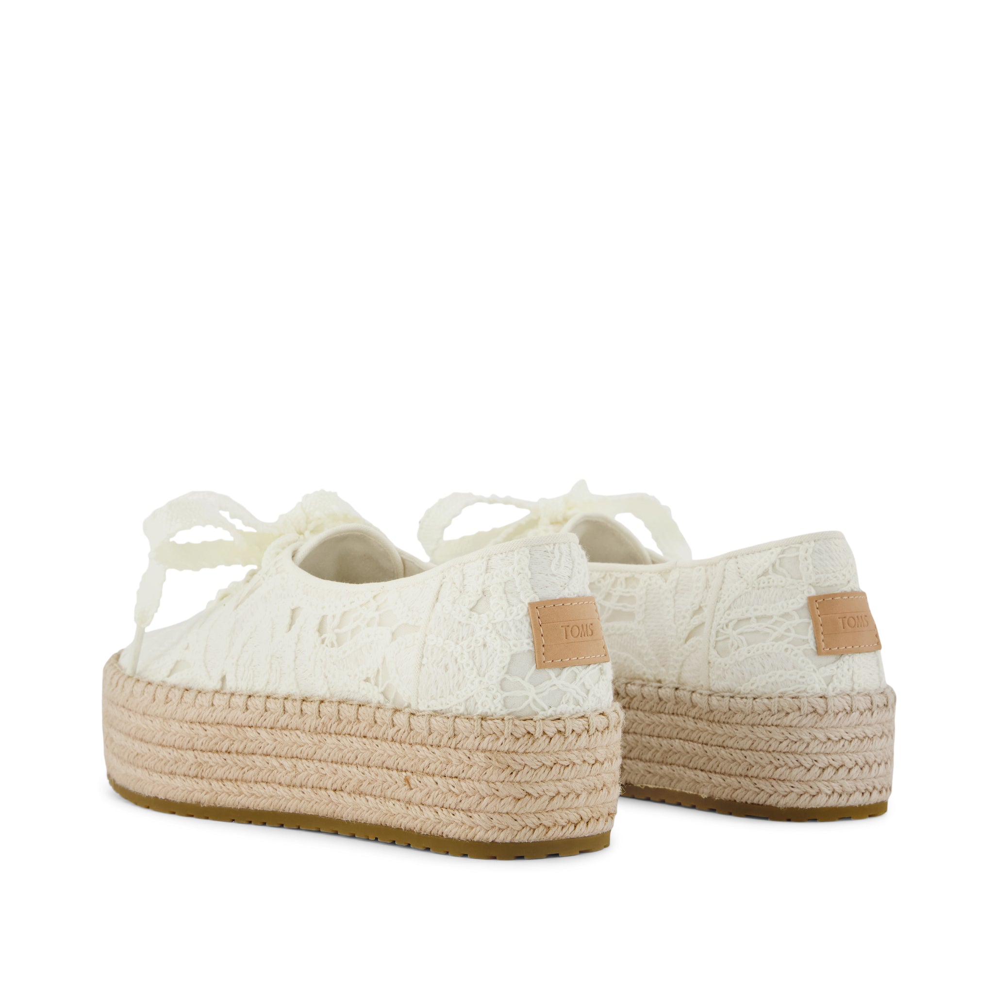 Womens Valencia Lace-Up Platform Espadrille Egret Floral Crochet