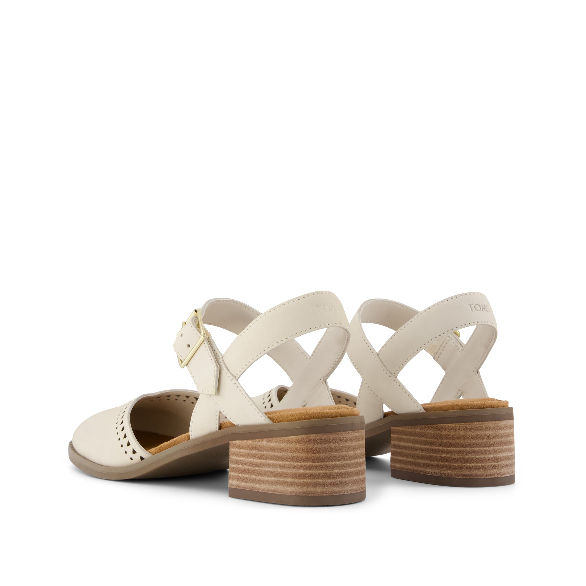 Jaclyn Heel - Light Sand Perforated Leather Back View