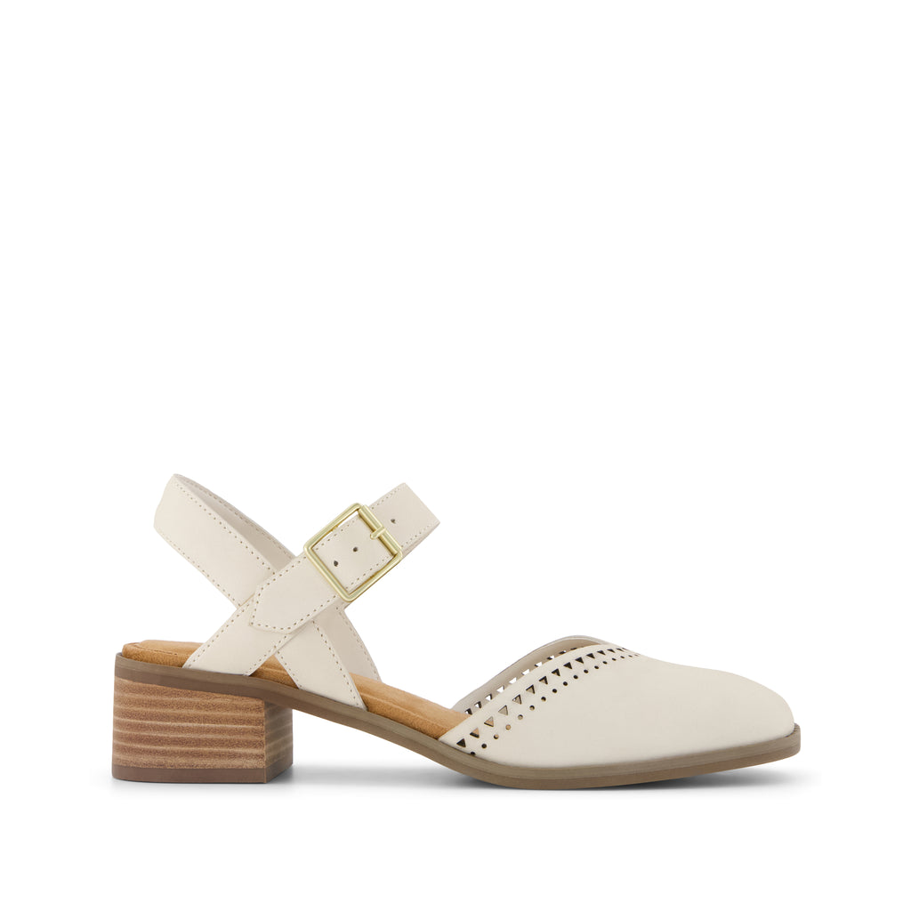 Jaclyn Heel - Light Sand Perforated Leather Side View