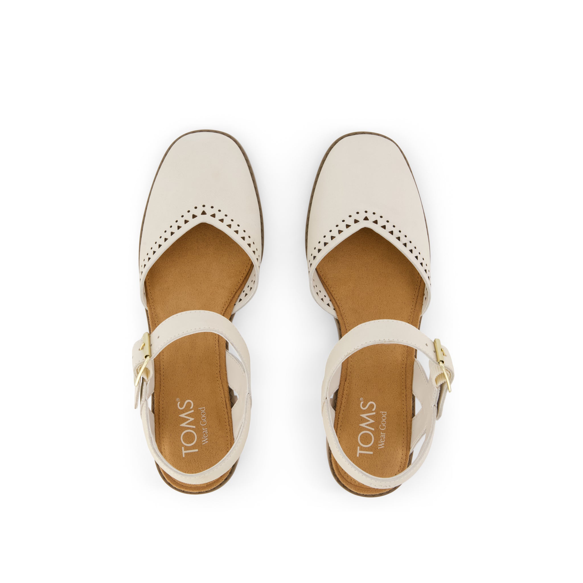 Jaclyn Heel - Light Sand Perforated Leather Top View