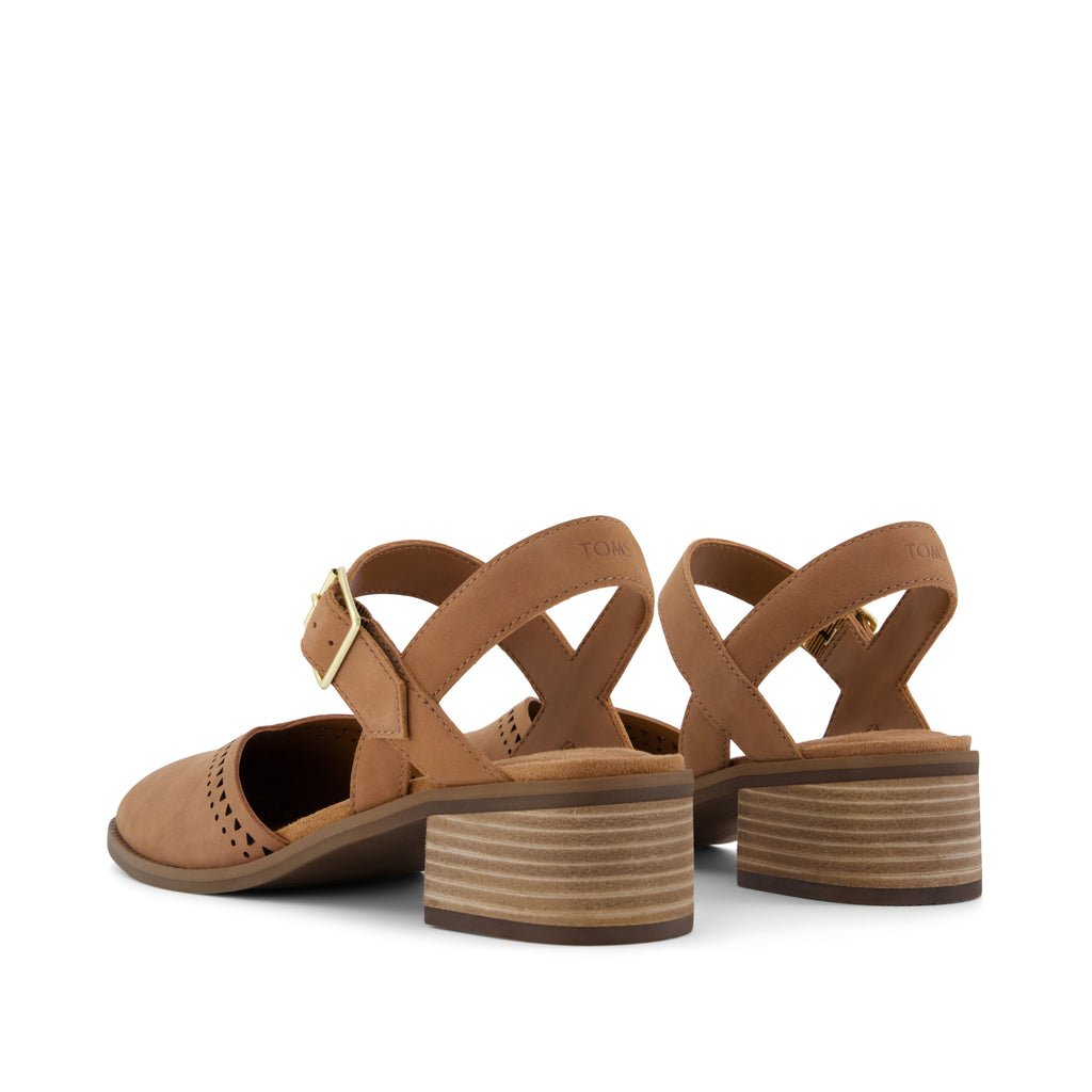 Jaclyn Heel - Brown Perforated Leather Back View