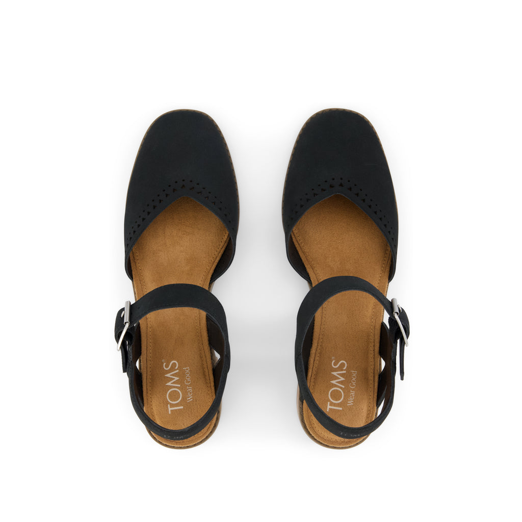 Jaclyn Heel - Black Perforated Leather Top View