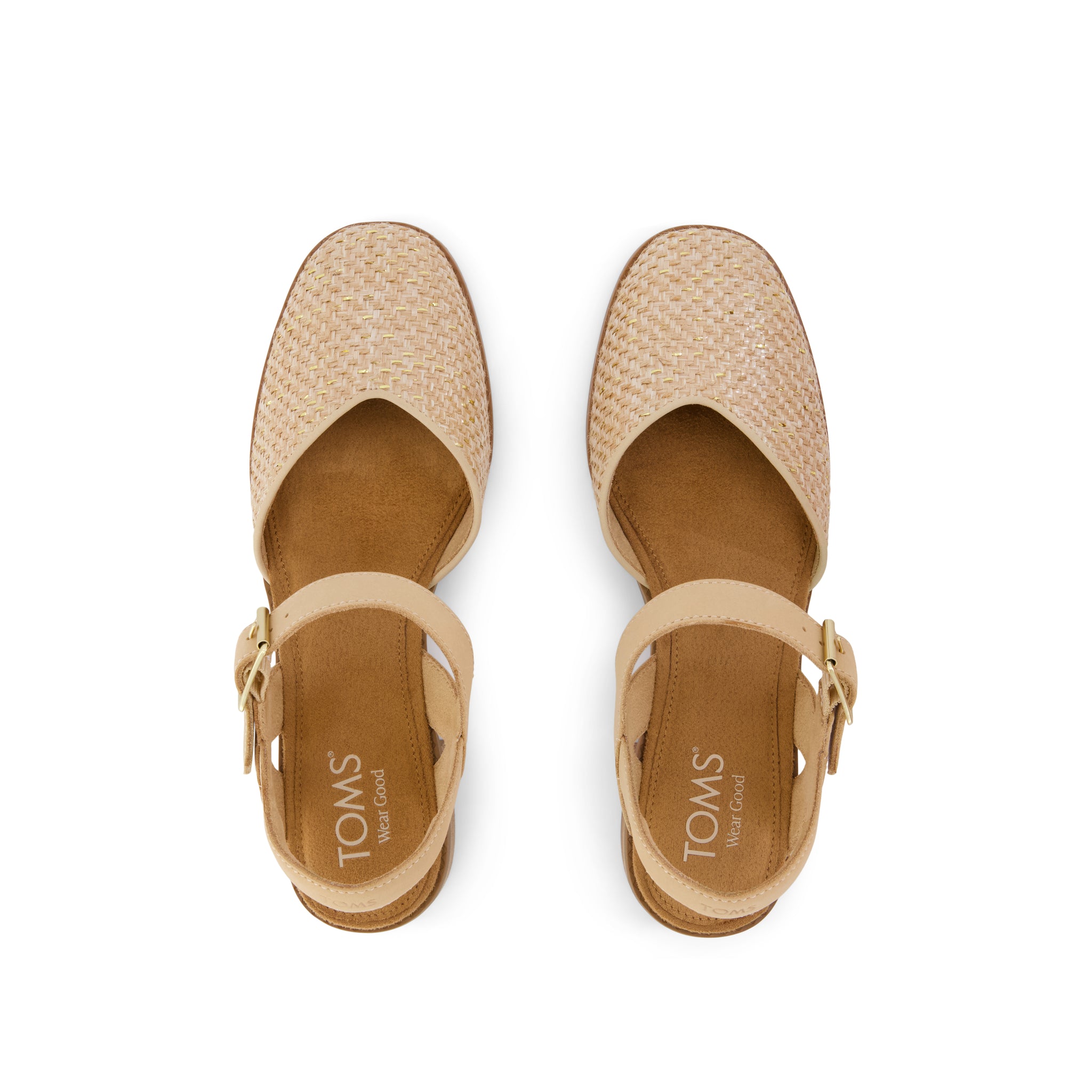 Jaclyn Heel - Natural Metallic Raffia Top View