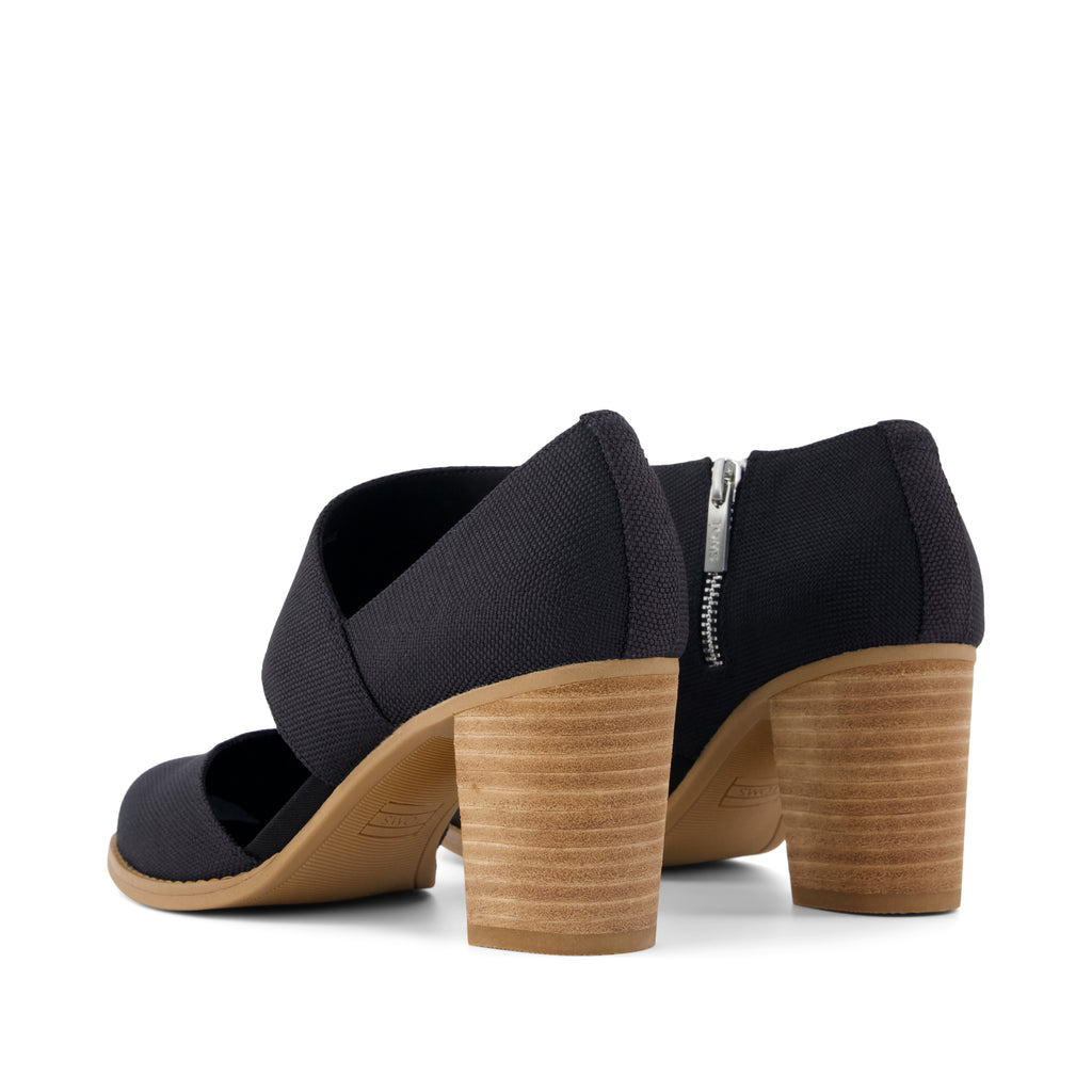 Milan Nova Heel - Black Canvas Back View