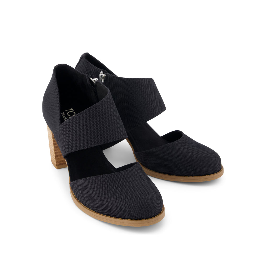 Milan Nova Heel - Black Canvas Front View