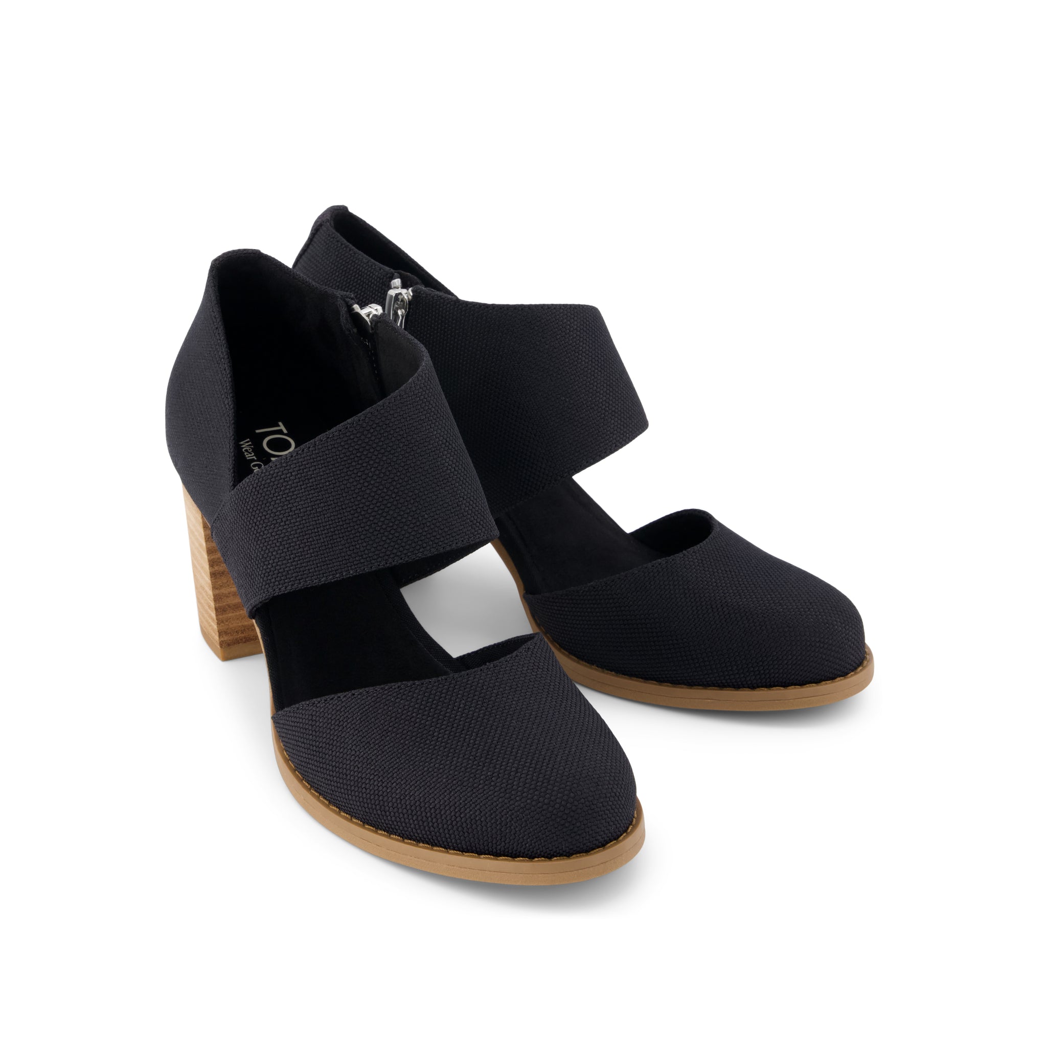 Milan Nova Heel - Black Canvas Front View