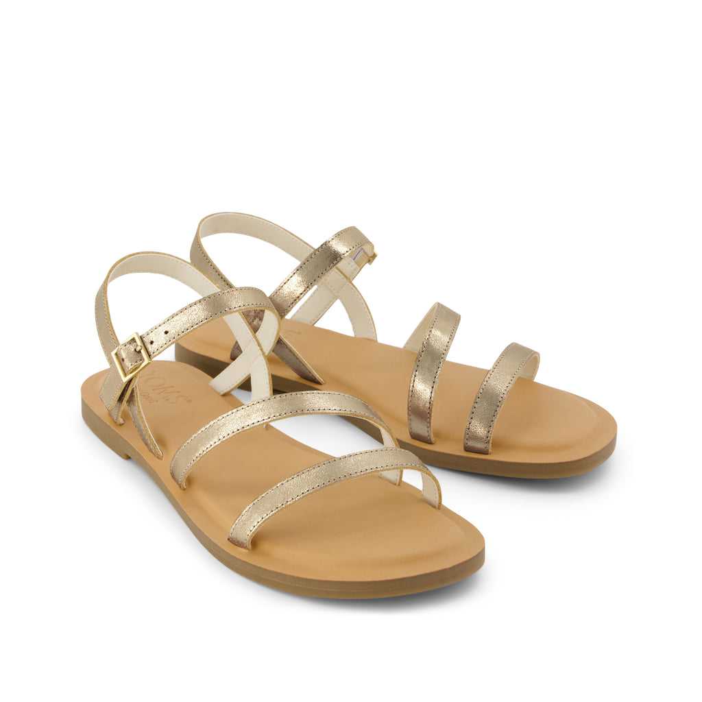 Kira Strappy Sandal - Gold Leather
 Front View