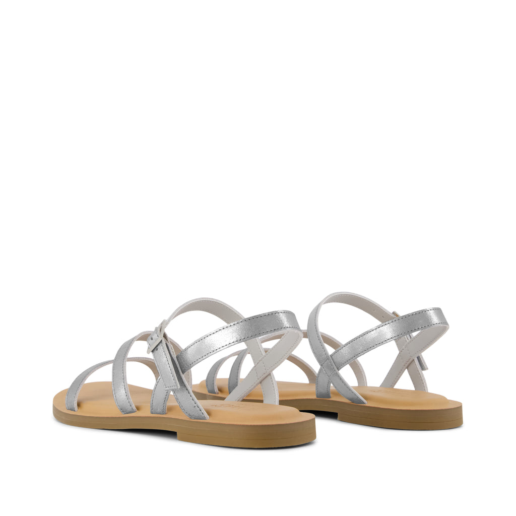 Kira Strappy Sandal - Silver Leather Back View