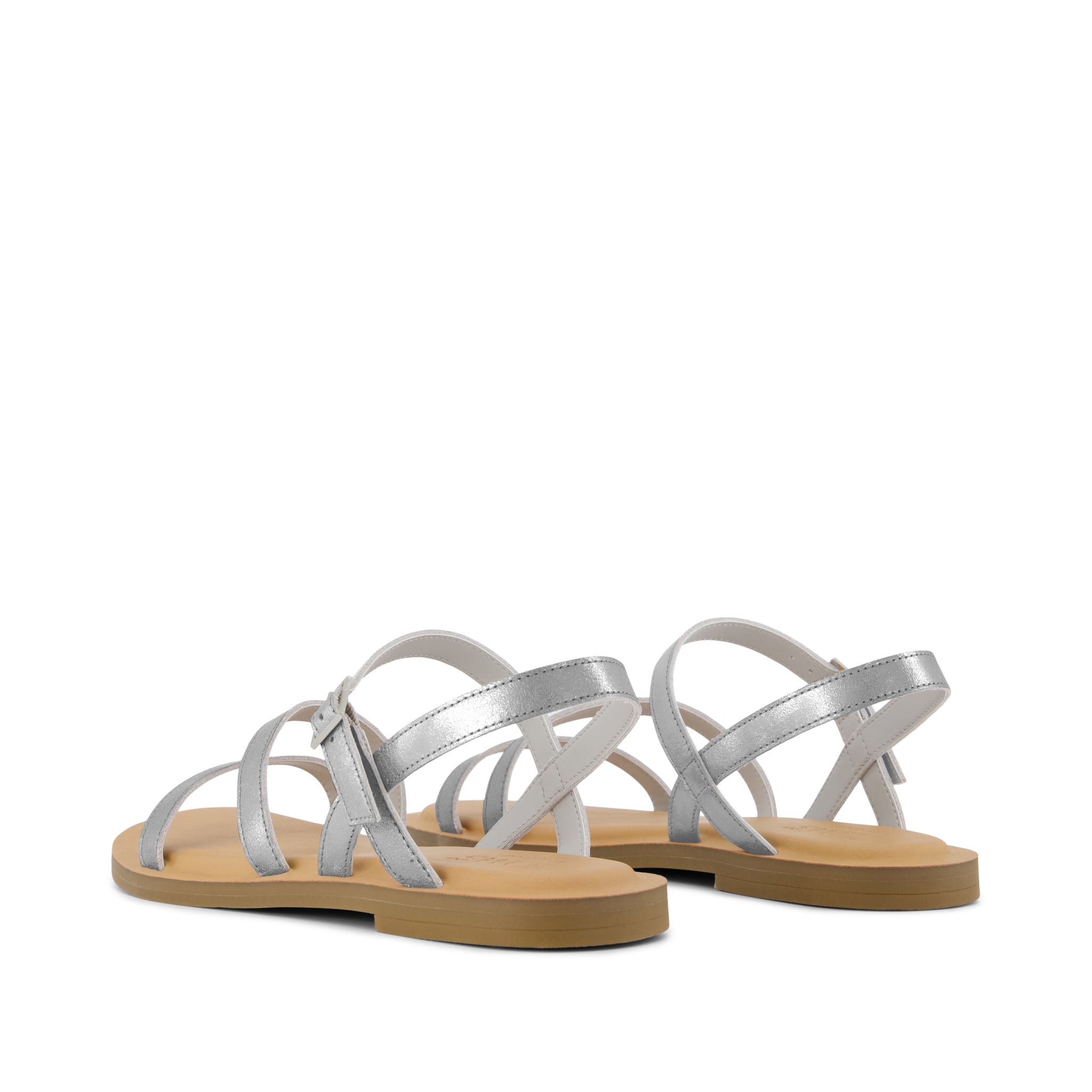Kira Strappy Sandal - Silver Leather Back View