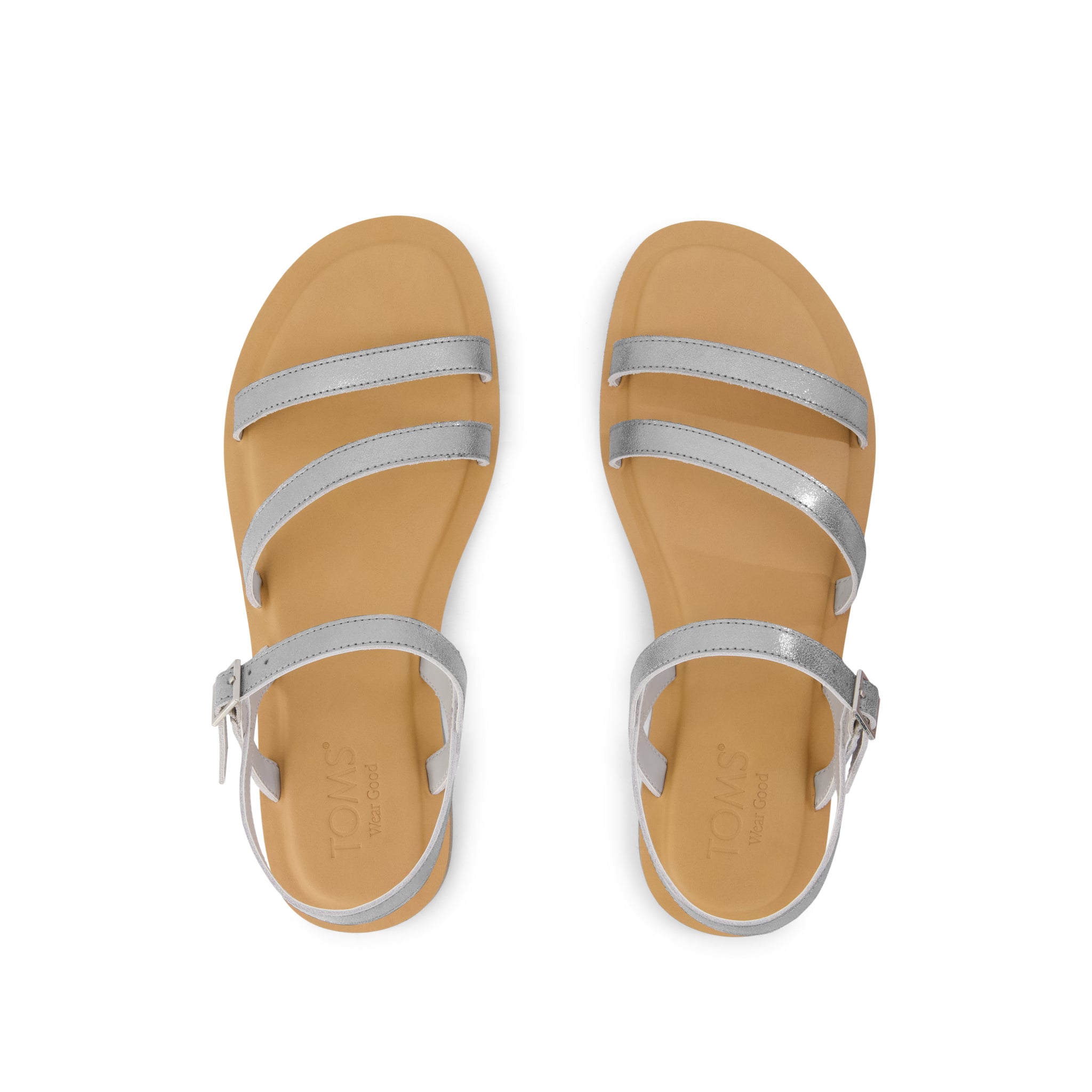 Kira Strappy Sandal - Silver Leather Top View