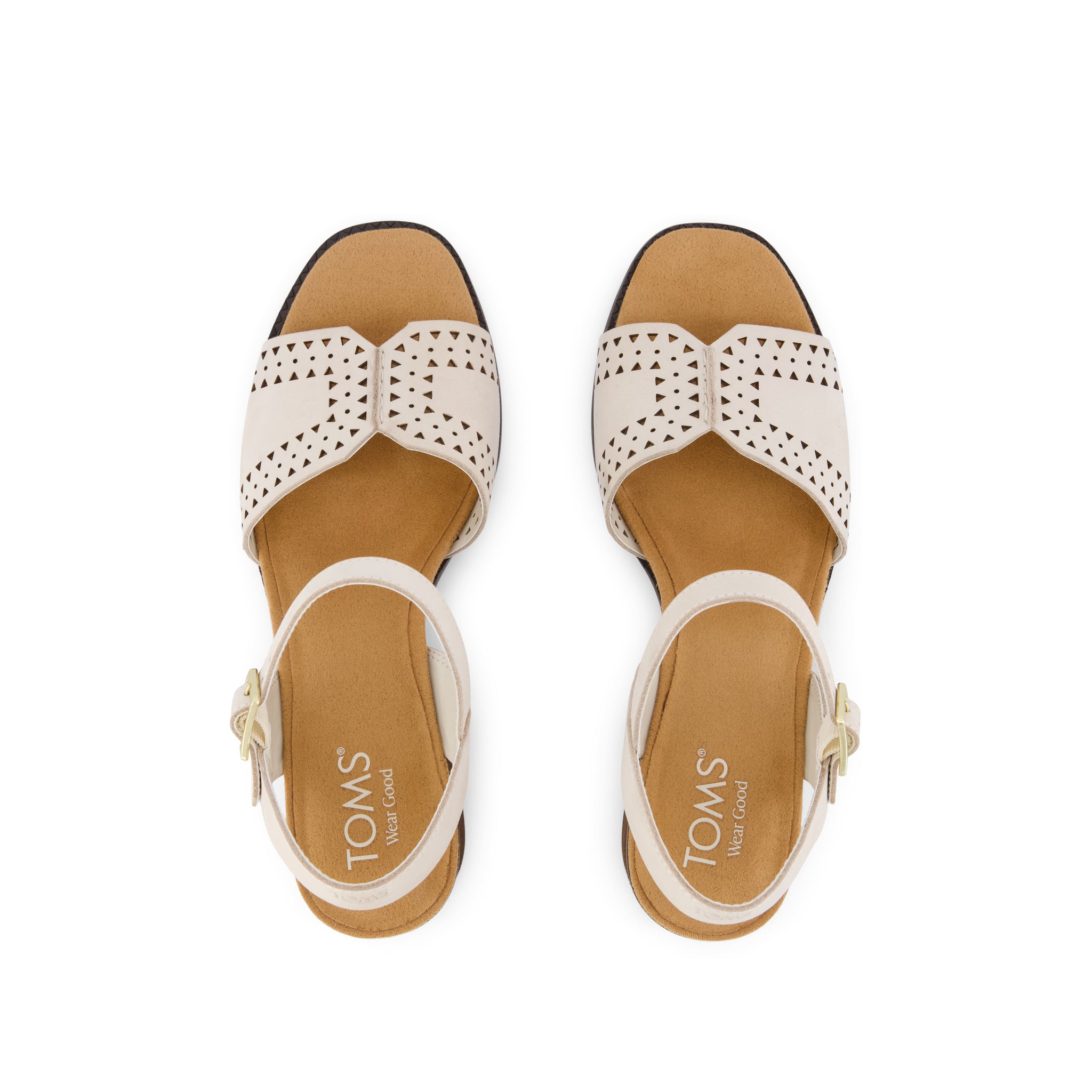 Eloise Sandal - Light Sand Perforated Leather Top View