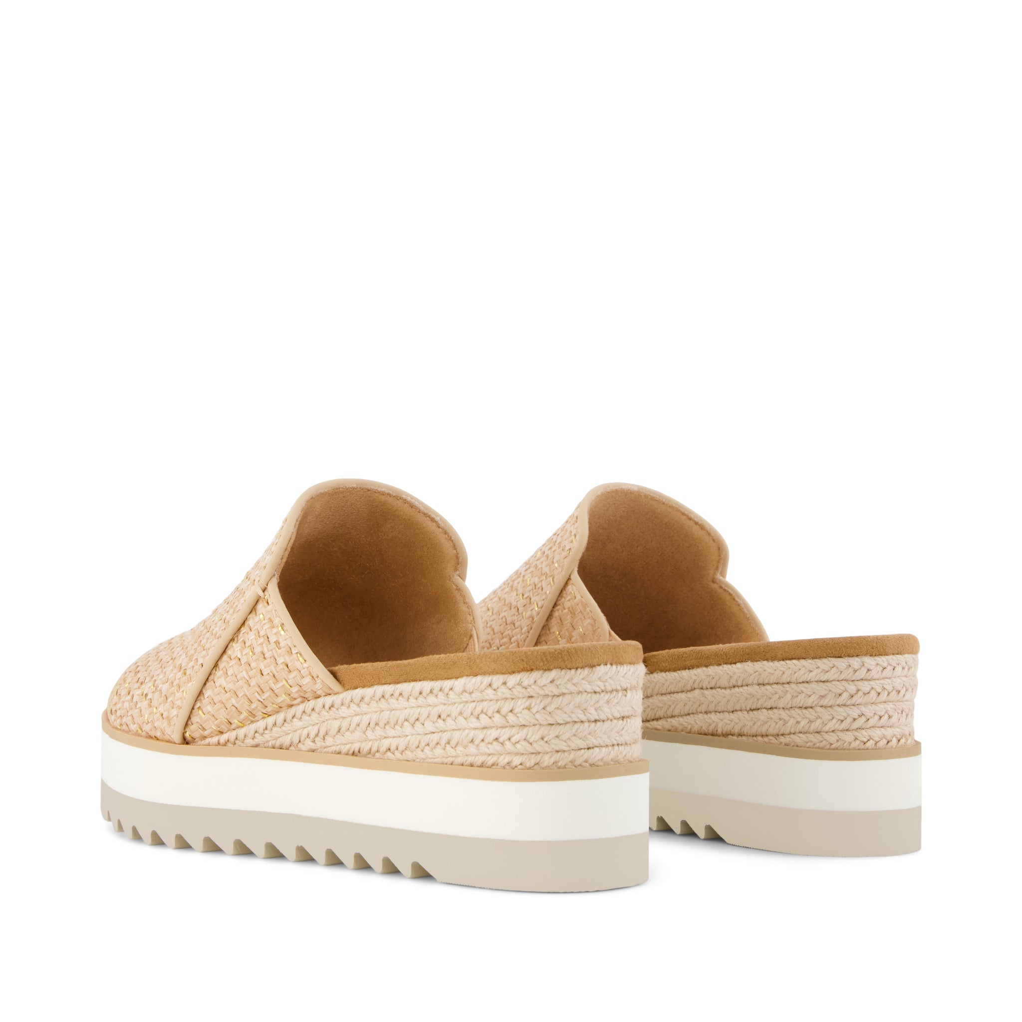 Diana Mule Wedge Sandal - Natural Metallic Raffia Back View